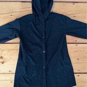 Elegant Black Hooded Trench Coat